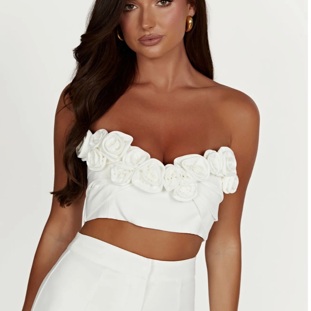 Never worn Meshki Paloma Rose Crop Top. Size Small.